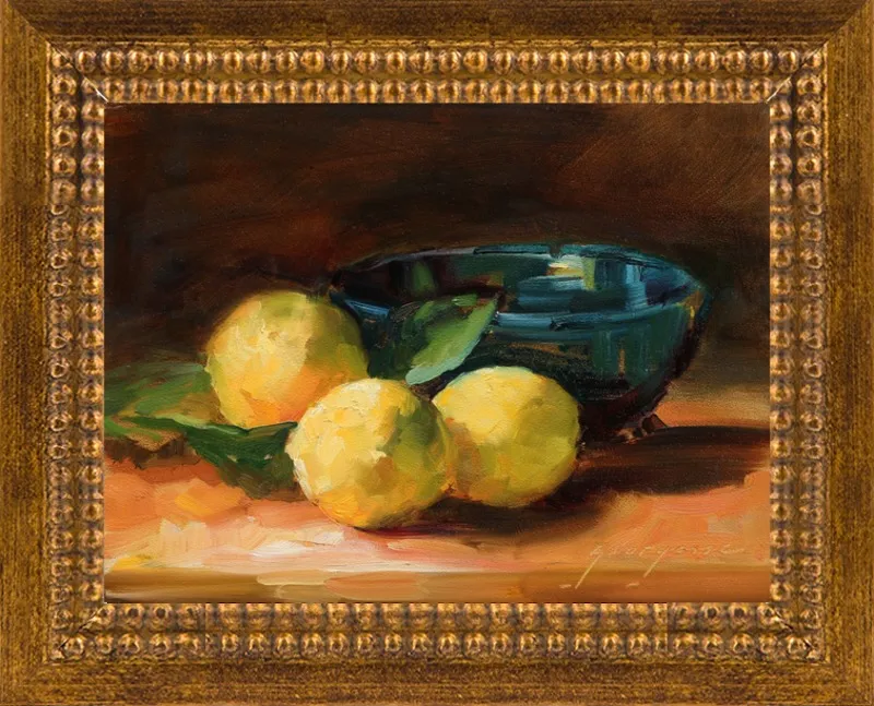 Lemons and Blue Bowl by Georgesse Gomez for Artfully Walls