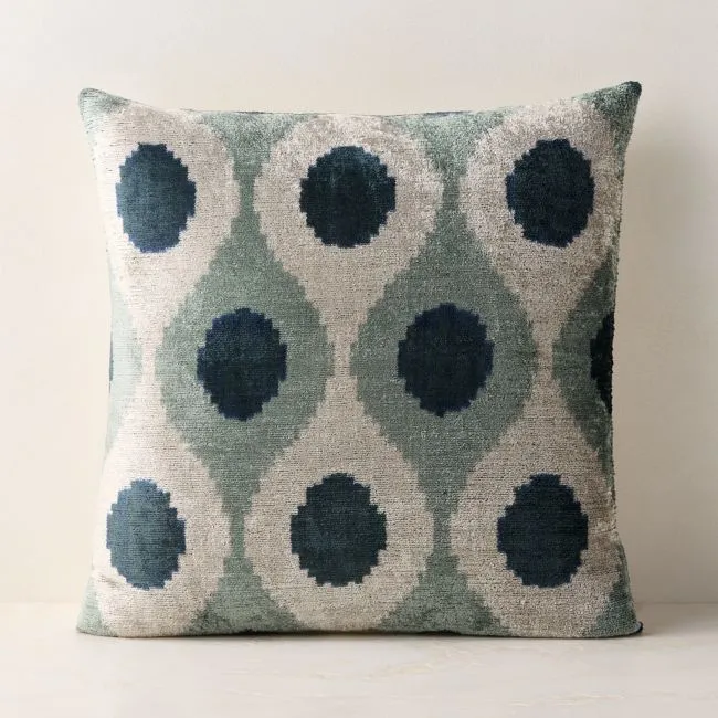 Cerco Silver Blue Turkish Silk Throw Pillow Cover 20"x20"