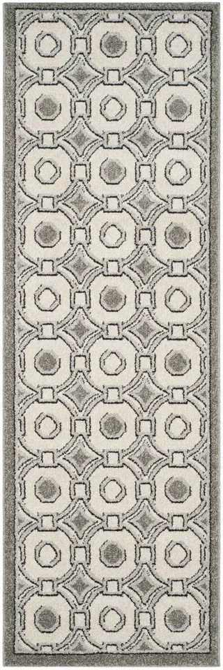 Arlo Home Indoor/Outdoor Woven Area Rug, AMT431E, Ivory/Grey,  2' 3" X 7'