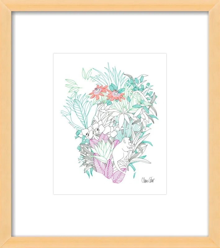 Passionflowers, orchids and the squirrel monkey  by Claire Colin for Artfully Walls