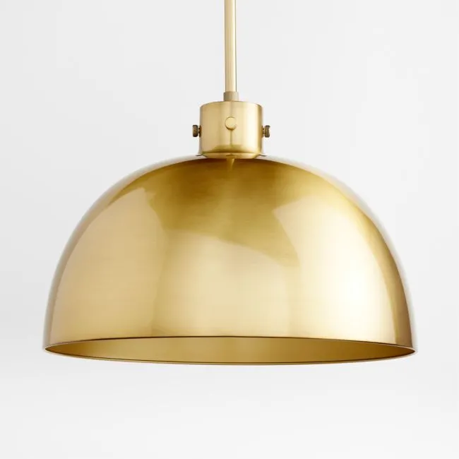Dakota Brass Pendant Light with Large Brass Dome 15"
