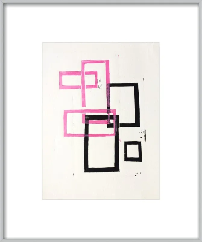 Pink and Black Geometric Squares x2 by Stacy Rajab for Artfully Walls