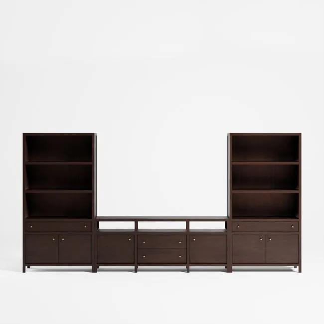 Keane 152" Espresso Solid Wood Storage Media Console Set