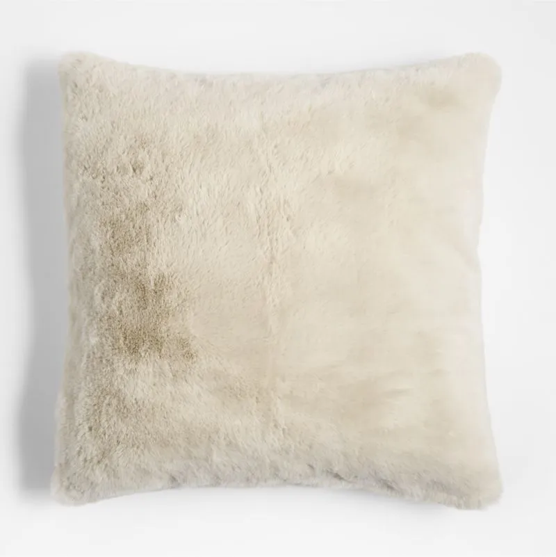 Travertine Beige Faux Fur 23"x23" Throw Pillow Cover