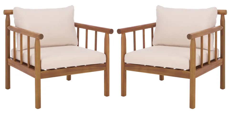 Cardori Chair, Set Of 2 - Teak Brown / Cream