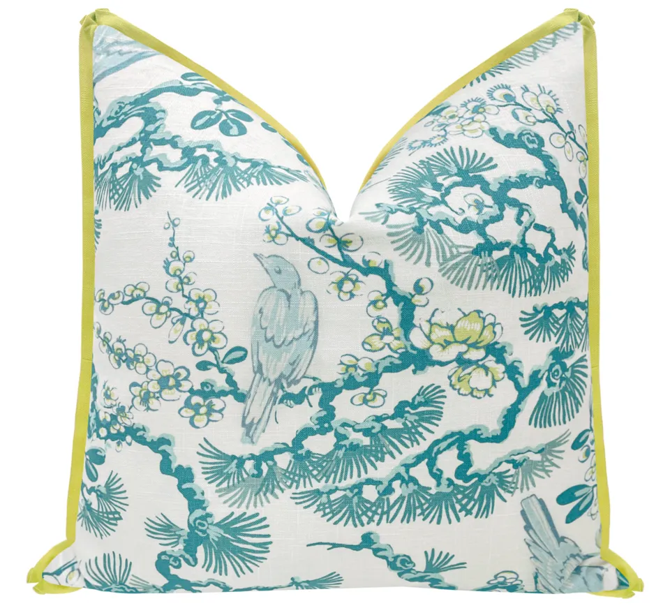 TRELLIS LINEN PRINT // AEGEAN | LDC - 14" X 24" / BUTTERFLY FLANGE / Chartreuse