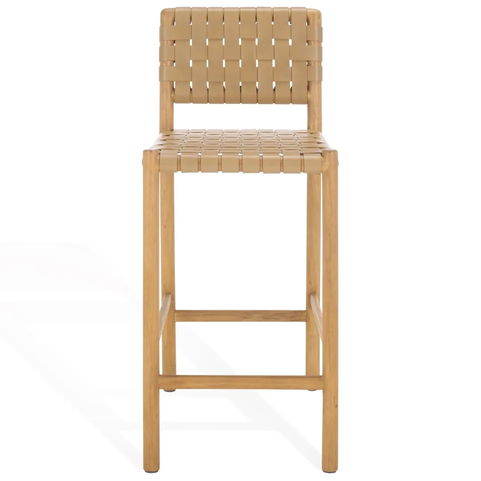 Jeremiah Woven Leather Counter Stool - Tan/Natural
