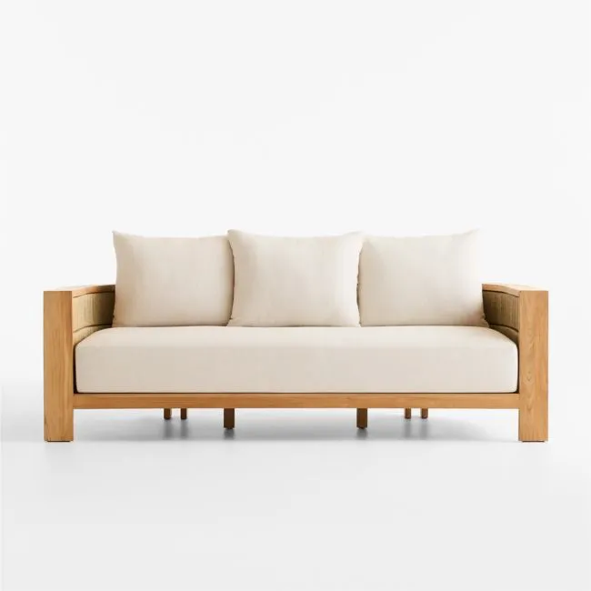 Bali 86" Natural Teak Outdoor Sofa with Nova Glow Sunbrella ® Cushions