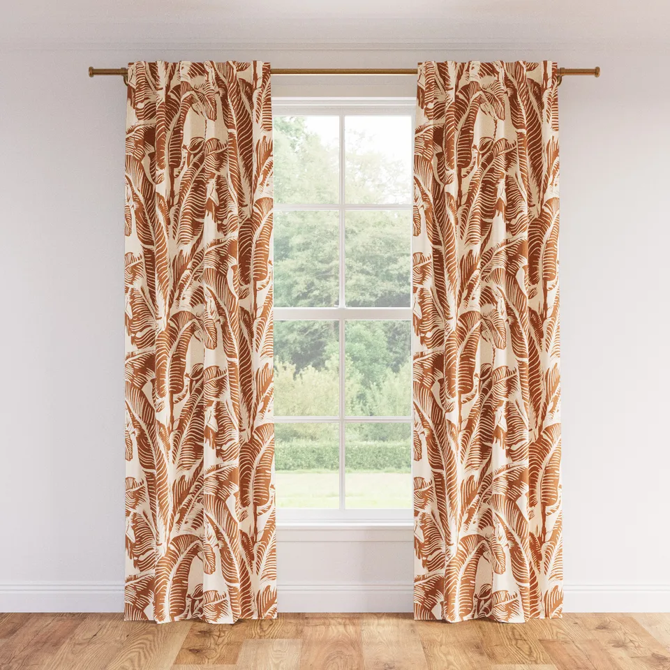 Printed Linen Curtain, Caramel Martinique® Encore, 50" x 84", Unlined