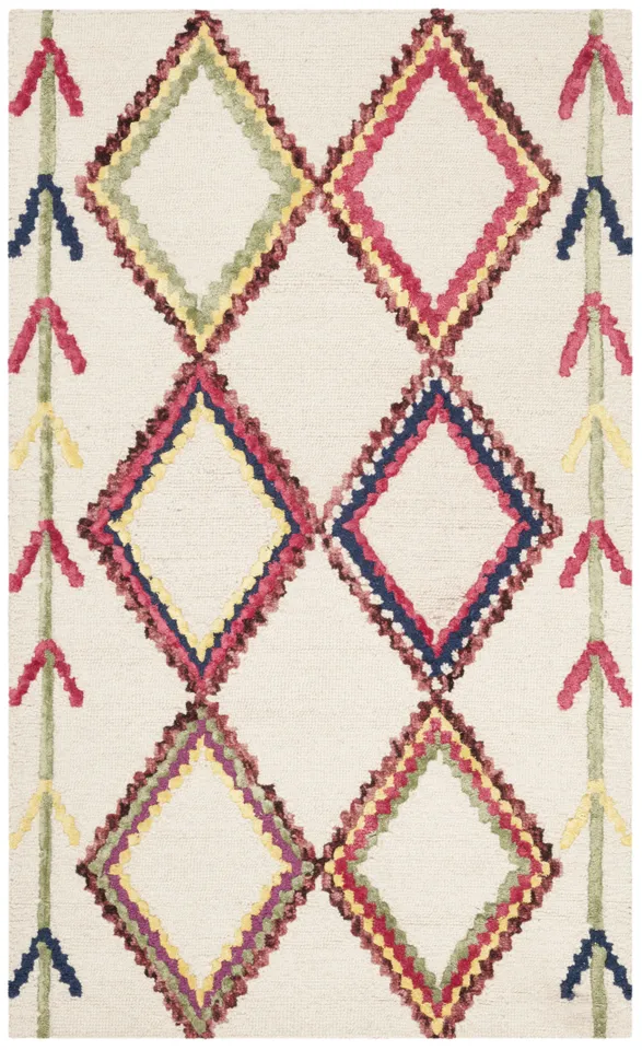 Arlo Home Hand Tufted Area Rug, BLG563A, Ivory/Multi,  3' X 5'