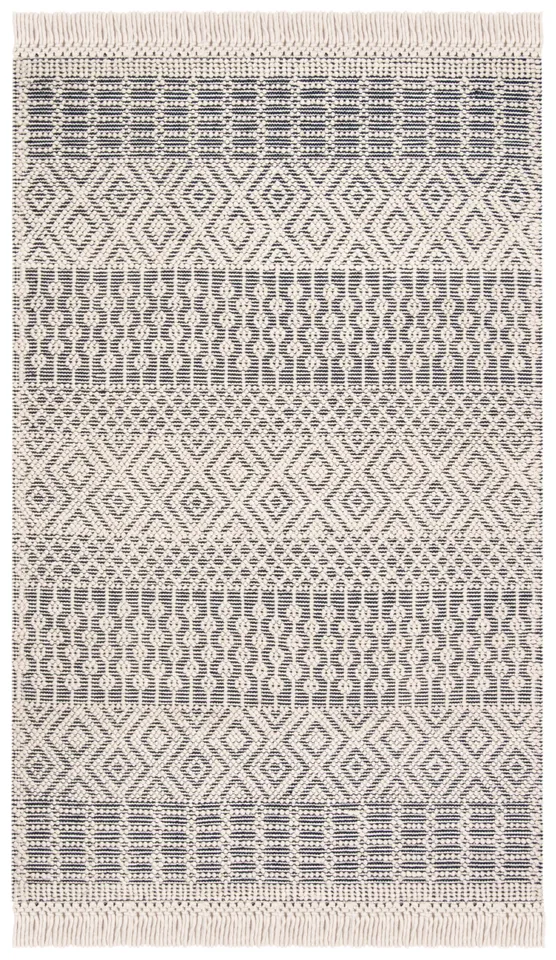 Safavieh Couture Natura Collection Hand Loomed Area Rug, Ivory / Navy, 4' x 6'