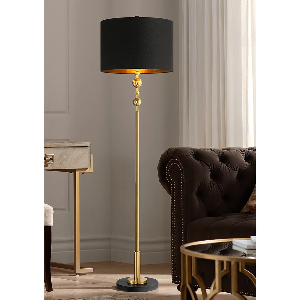 Possini Euro Harlowe 63" High Black and Gold Floor Lamp