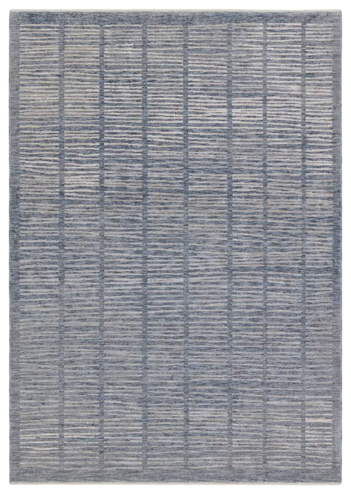 Dounia BLA11 Striped Blue and Light Gray Area Rug (6'x9')
