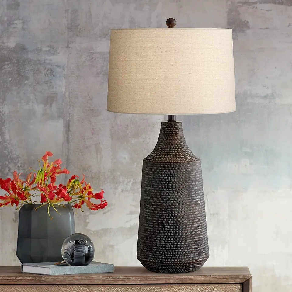 Dune 30" Black Finish Hammered Jar Table Lamp