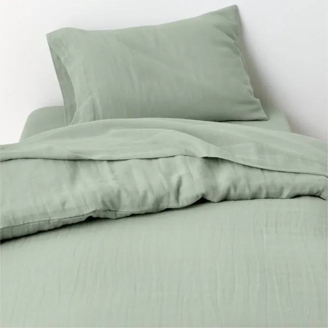 Supersoft Soft Green 100% Organic Cotton Gauze Toddler Duvet Cover