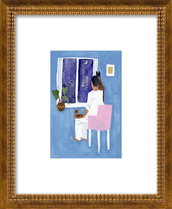 Look at the cat and the moon by Hiroyuki Izutsu for Artfully Walls