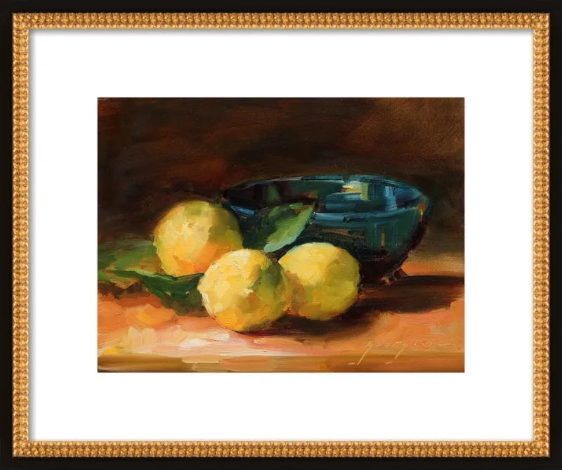 Lemons and Blue Bowl by Georgesse Gomez for Artfully Walls