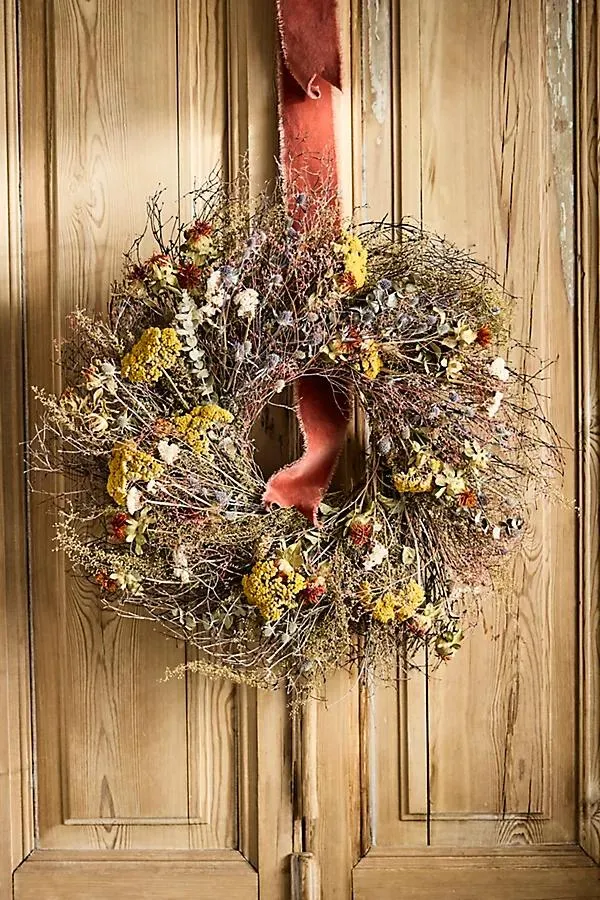 Sea Holly + Twig Dried Wreath