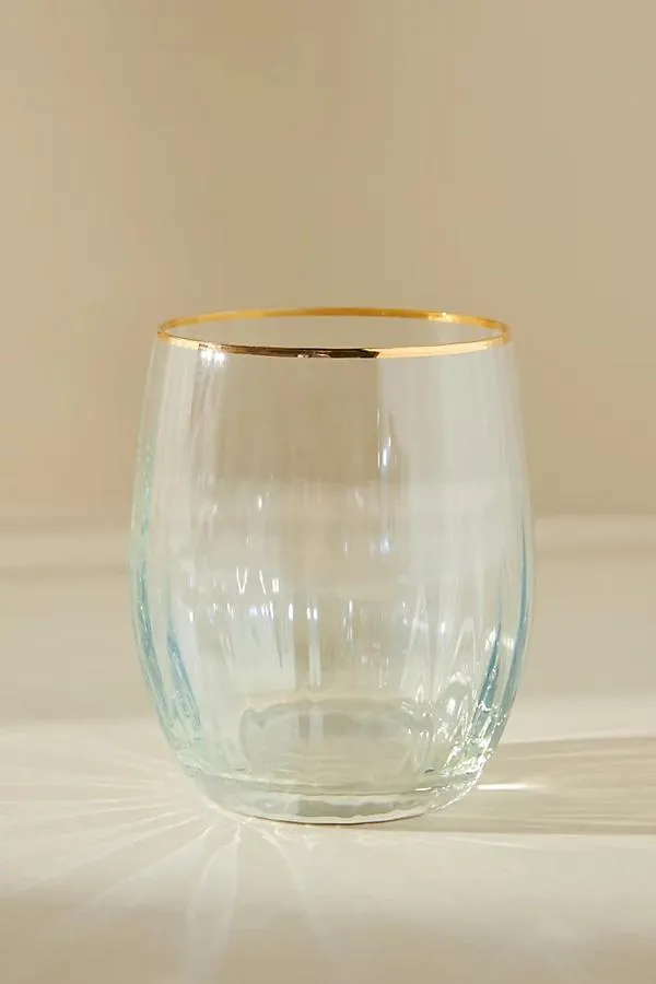 Waterfall 24k Gold Accent Stemless Wine Glasses, Set of 4
