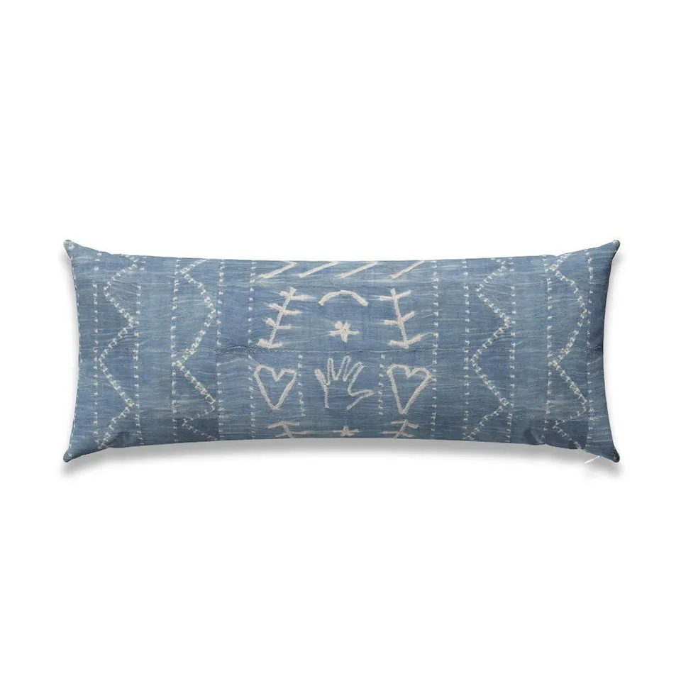 Heart in Hand Indigo Outdoor Pillow by St. Frank | Blue | 40" W x 15" H | Polyester