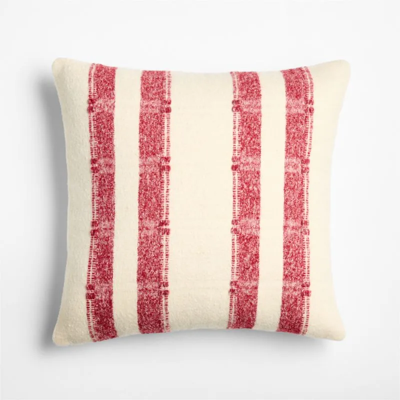 Bowly Wool Blend 20"x20" Luminous Red Throw Pillow Cover