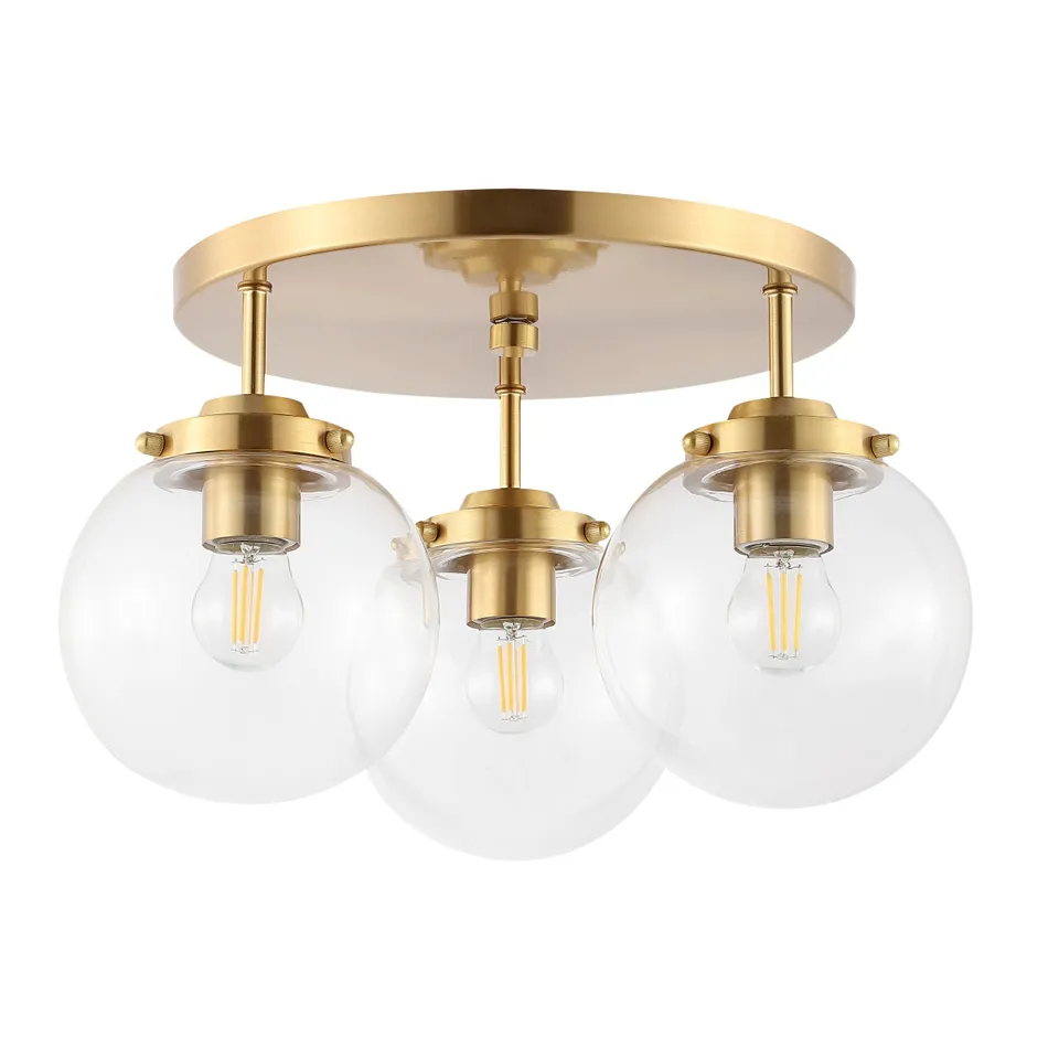 Ginesta 3 Light 15" Flush Mount - Gold/Clear