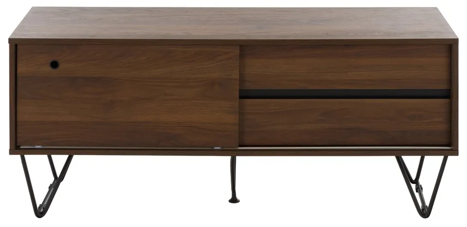 Daya Slide Door Media Stand - Walnut / Black