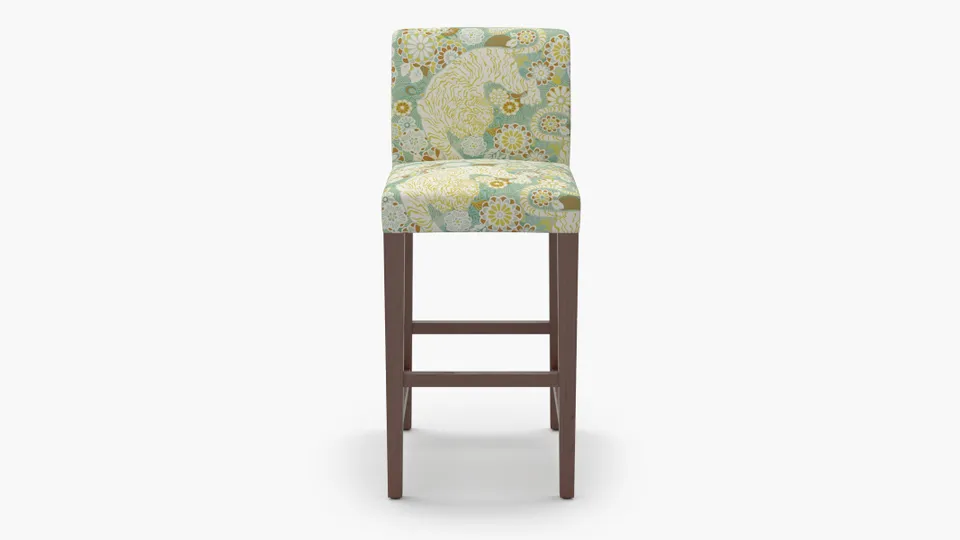 Signature Dining Bar Stool, Pistachio Siberian Tiger, Walnut Square Tapered Leg