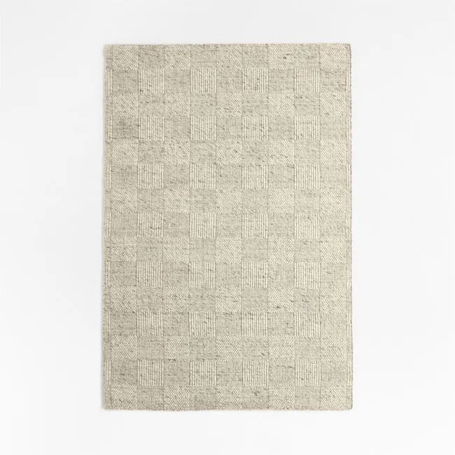 Chunky Squares Wool and Polyester Grey Kid's Performance Rug 9'x12'