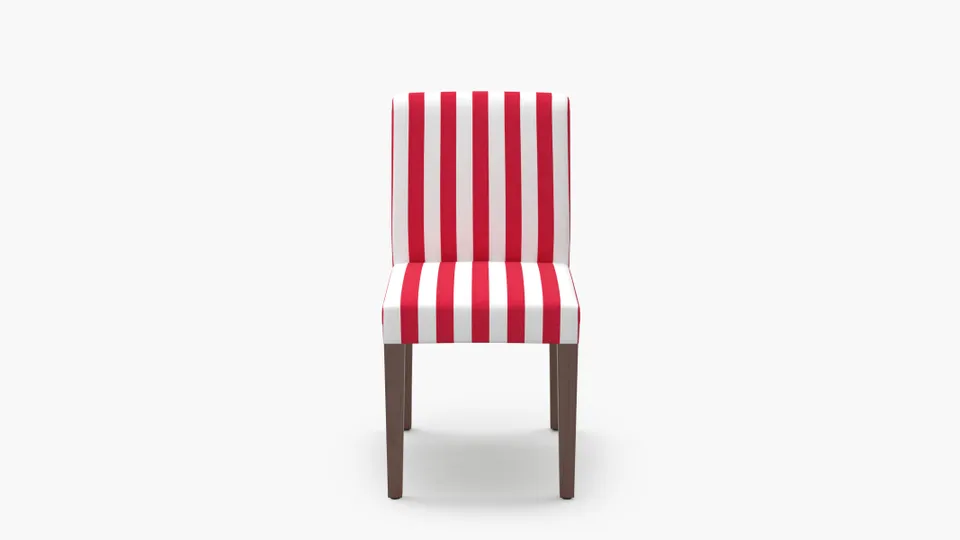 Signature Dining Chair, Red Cabana Stripe, Natural Square Tapered Leg