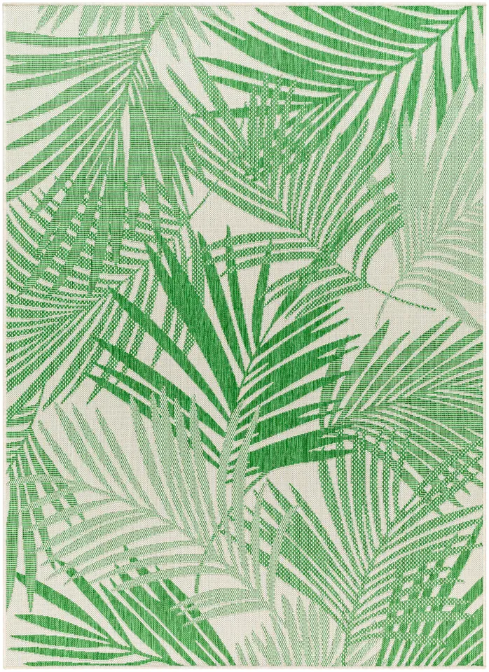 Ravello Green Outdoor 5'3" x 7' Machine Woven Rug