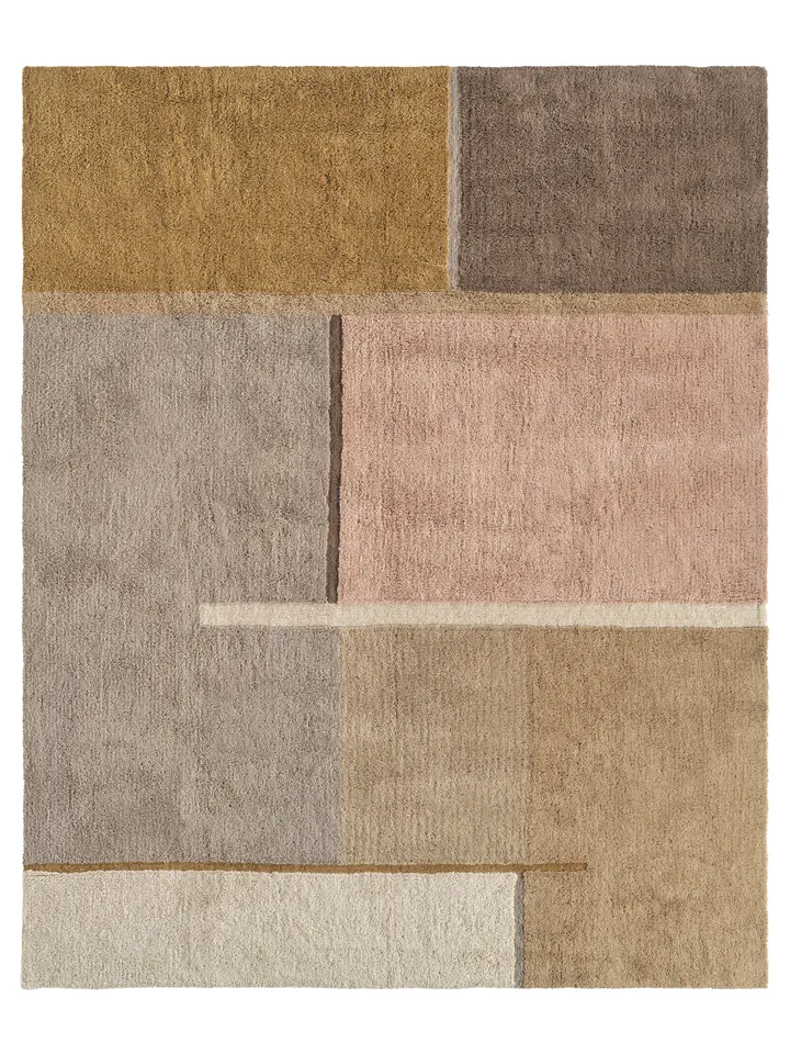 Dashel AIB13 Tufted Color Block Tan/Multicolor Area Rug (18" Swatch)