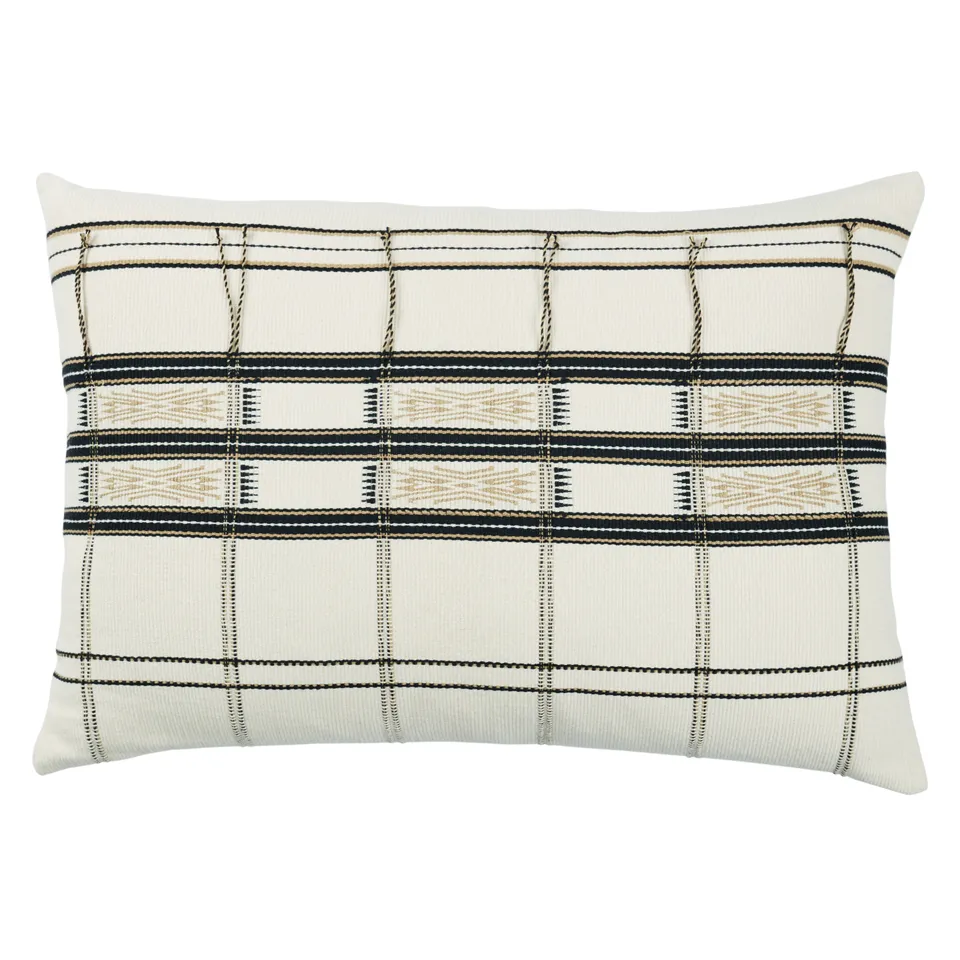 Merima NGW19 Handmade Tribal Black And Gold Lumbar Pillow Cover (16"x24")