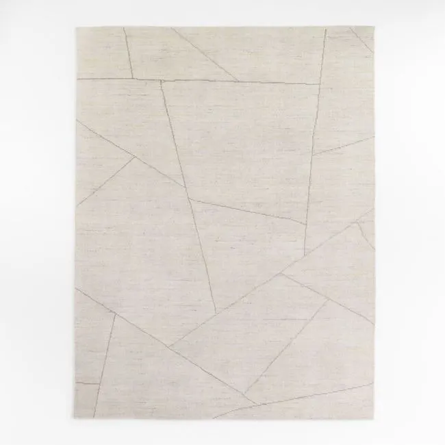 Teramo Performance Handwoven Abstract Ivory Area Rug 6'x9'
