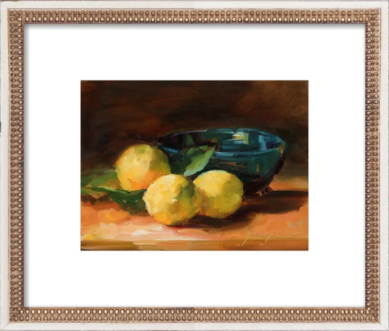 Lemons and Blue Bowl by Georgesse Gomez for Artfully Walls