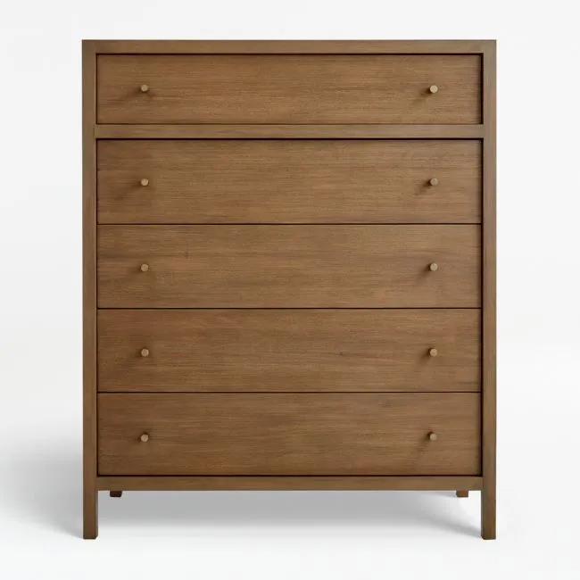 Keane 42" Solid Driftwood 5-Drawer Tall Dresser