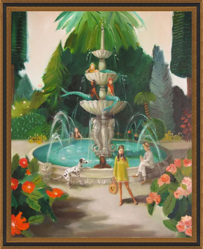 Selfie At The Mermaid Public Fountain by Janet Hill for Artfully Walls