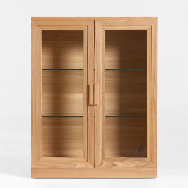 Calypso 36" Natural Wood Modular Glass Door Bookcase