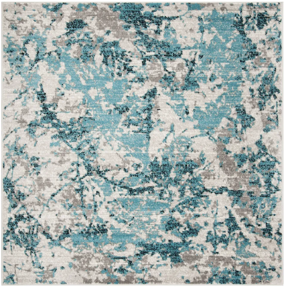 Arlo Home Woven Area Rug, SKY186M, Blue/Ivory,  6' 7" X 6' 7" Square