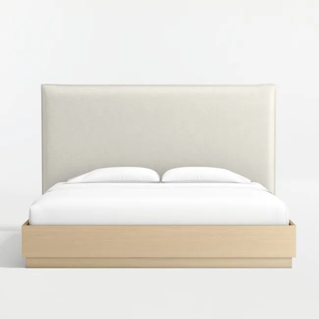 Arvada Flange Upholstered King Headboard and Wood Bed