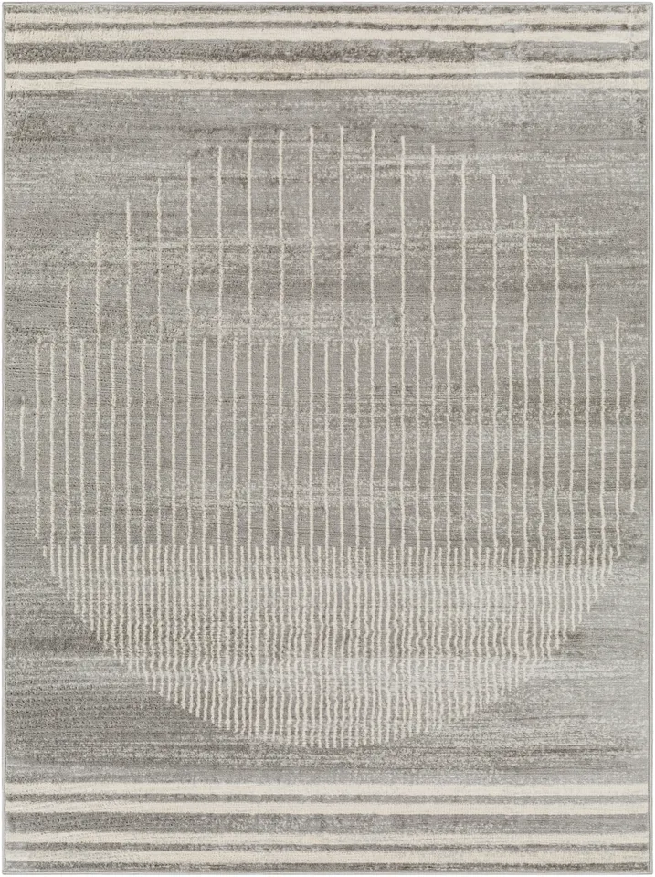 Floransa Gray Indoor 6'7" x 9' Machine Woven Rug