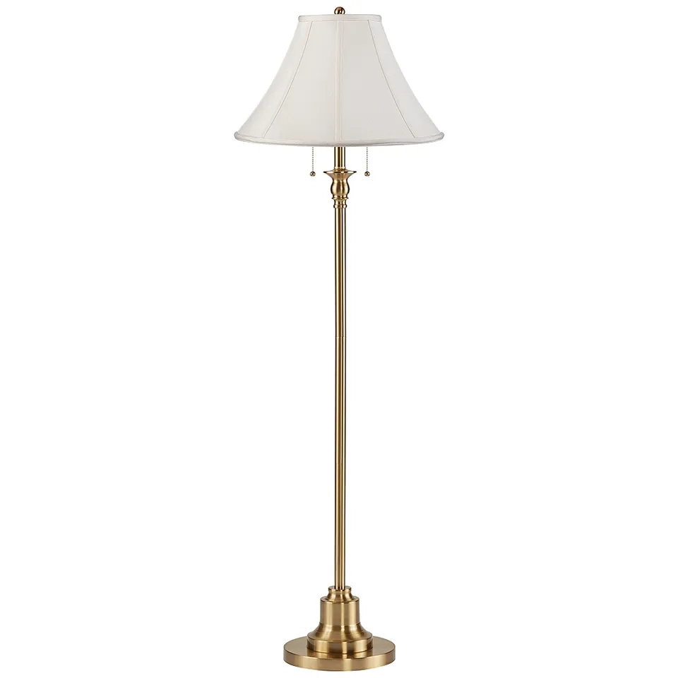 Possini Euro Dyna 58" Antique Brass Shantung Shade Floor Lamp