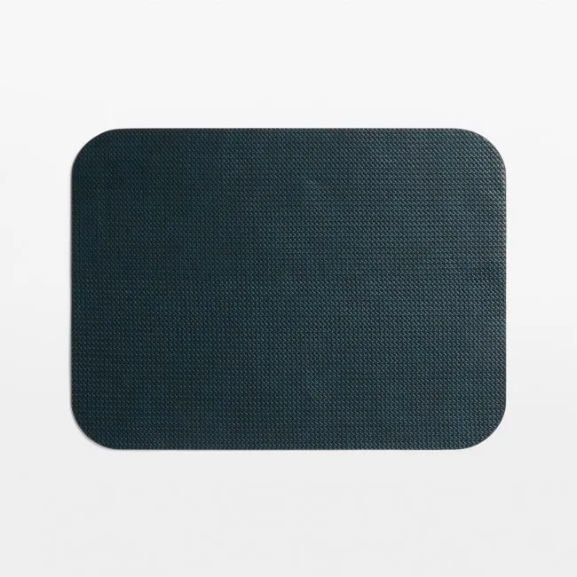 Rizzo Rectangle Basketweave Faux Leather Easy Care Navy-Green Placemat