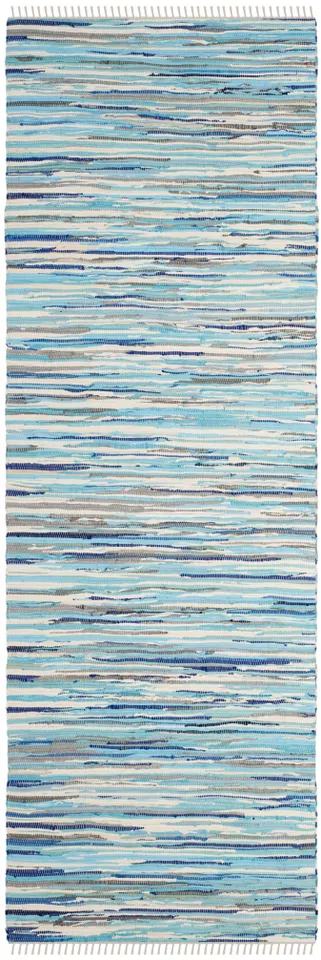 Arlo Home Hand Woven Area Rug, RAR129C, Turquoise/Multi,  2' 3" X 12'