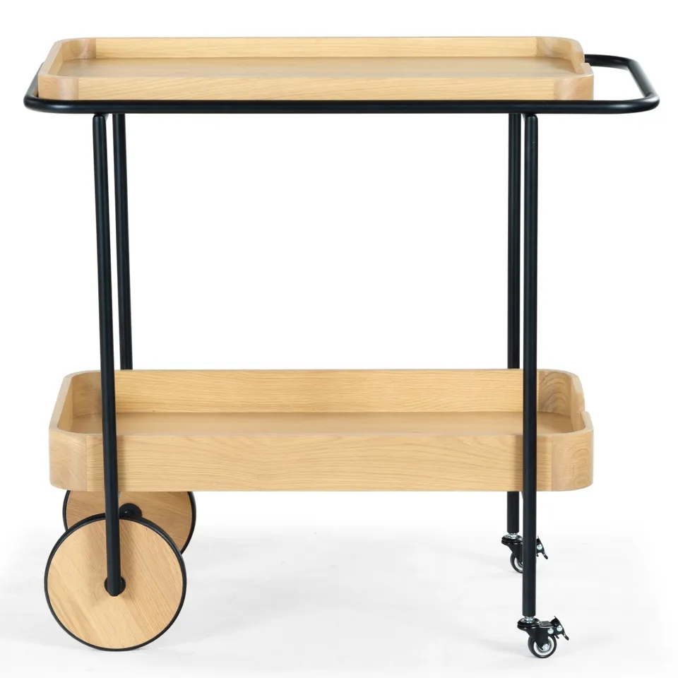 Malek Wood 2 Shelf Bar Cart - Natural/Black