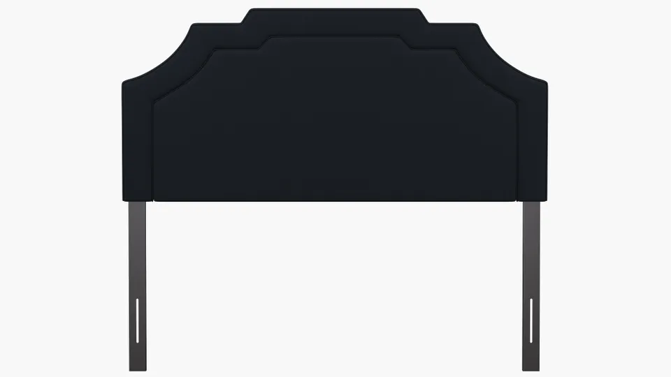 Art Deco Headboard, Navy Everyday Linen, Queen