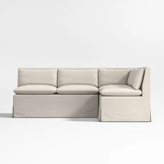 Belmar Ivory Slipcovered L-Shaped Loveseat Dining Banquette