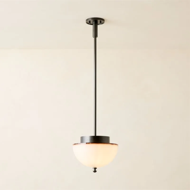 Kiltane Blackened Bronze And Glass Pendant Light 11"