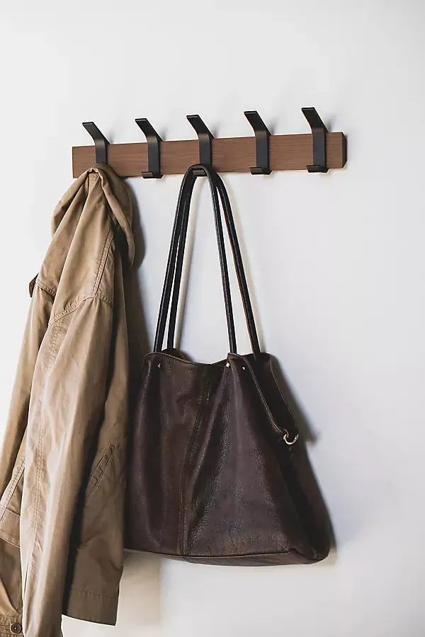 Wall Mounted Wood and Metal Coat Rack