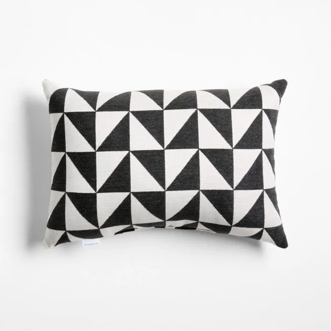 Sunbrella ® Jarah Geo 22"x15" Ink Black Indoor/Outdoor Throw Pillow